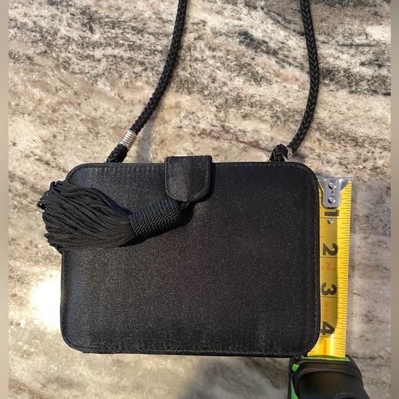 Jessica McClintock Black Satin Tassel Bag - Picture 7 of 7